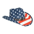 thumbnail image 2 of Women Men 4th of July American Flag Western Cowboy Hat USA Independence Day Arnival Party Cowgirl Cap Wide Brim Hat, 2 of 6
