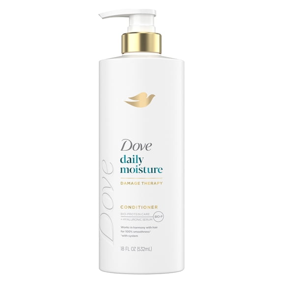 Dove Conditioner for Dry Hair Daily Moisture with Bio-Protein Care Technology and Hyaluronic Serum, 18 Fl Oz