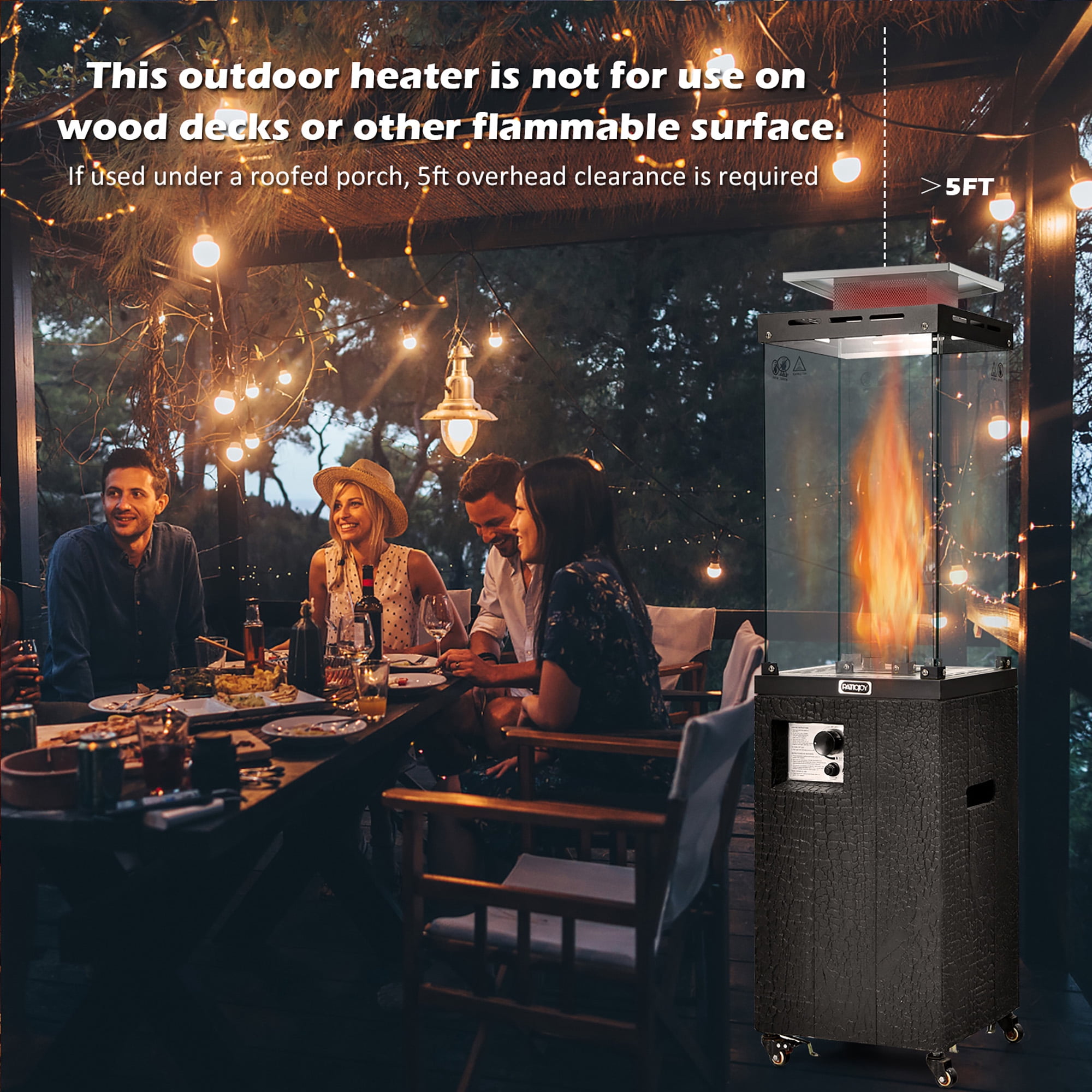 Gymax 41,000 BTU Outdoor Propane Patio Heater Standing Faux Stone Concrete  Glass Tube Heater w/ Metal Hood - Walmart.com