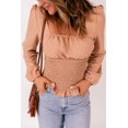 thumbnail image 3 of ABPHQTO Top de lunares suizos con cintura fruncida color albaricoque para mujer, 3 of 5