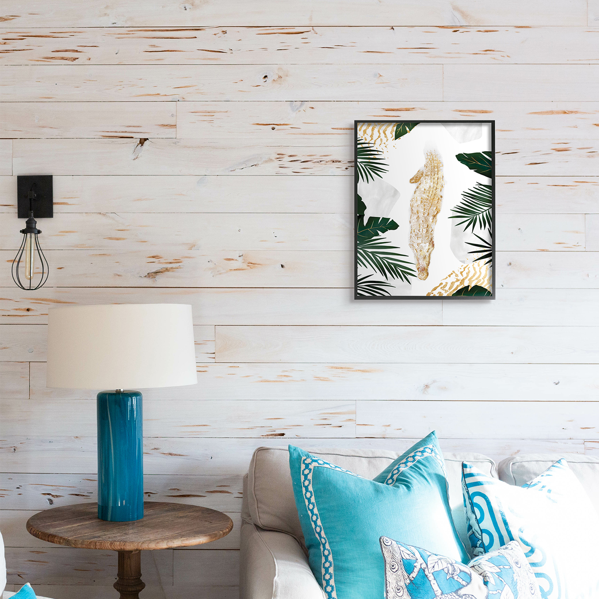 Avante-Garde Alligator Tropical Milky Jungle River 16 in x 20 in Framed Painting Art Prints, by Stupell Home Décor