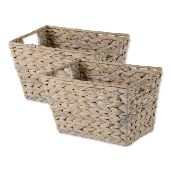 DII Medium White Wash Hyacinth Basket Set of 2 11x8x7