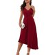 thumbnail image 2 of Vestido Largo De Verano Vestido largo elegante con escote en V profundo Traje diario asimétrico sin espalda (Rojo M) Cgtredaw Para estrenar, 2 of 6