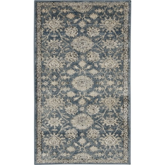 HomeRoots 2' X 4' Blue And Beige Oriental Non Skid Area Rug