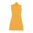 thumbnail image 1 of Vestido ajustado a escala 1/6, minivestido corto con cuello simulado, elegante vestido de verano en miniatura. amarillo oscuro, 1 of 8