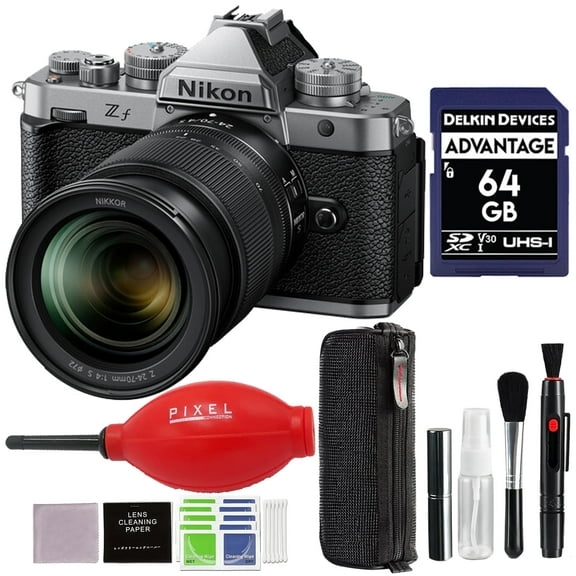 Nikon Zf Mirrorless Camera with 24-70mm f/4 Lens (Silver) with Advanced Accessories and Travel Bundle | 2016 | nikon zf 24-70mm f/4