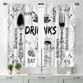 thumbnail image 3 of Rustic Kitchen Curtians, Farmhouse Fork and Spoon Woodern Plank Board Cook Theme Coffee Time Vintage Cottage Cafe Living Room Bedroom Window Curtains Drapes Treatments 2 Panels, 27.5x36 Inch, 3 of 4