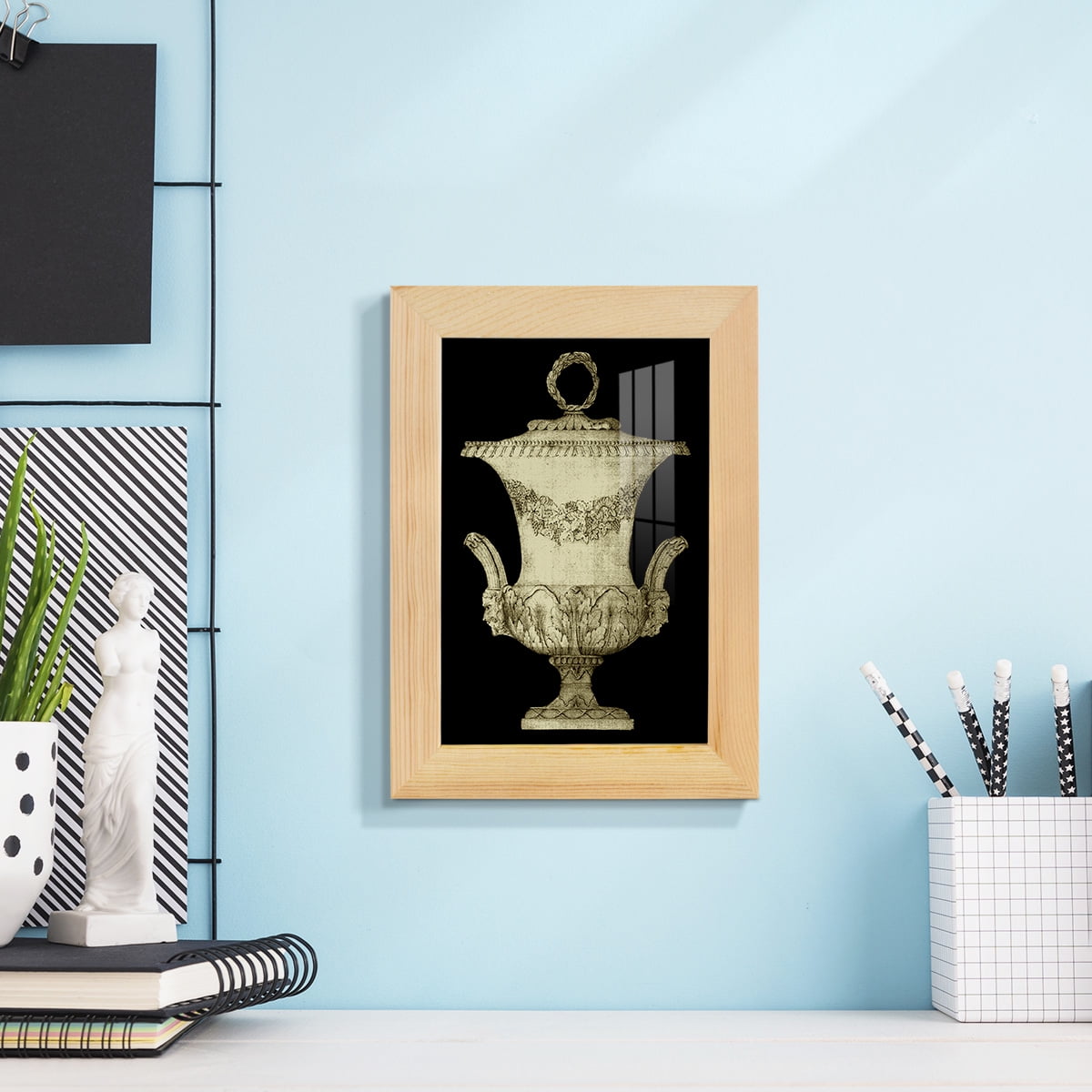 Garden Antiquities III -Framed Print w/glass-Natural Wood