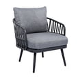 thumbnail image 6 of Modern 4 Outdoor Patio Furniture, Metal Chairs With Woven Rope Back, Thick Cushions & Coffee Table, For Garden Poolside, Grey Black , , Table Garden, Style, 6 of 6