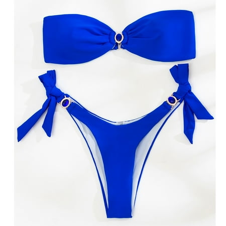 

JDEFEG Sports Bra Swimsuits for Women Brassiere System Swimsuit Split Diamond Gathering Blue Women s with Bikini Swimwears Set Long Swim Shorts for Girls Blue M