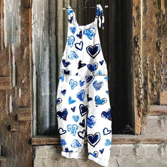 Blmnix Valentine Pants for Women Trendy Jumpsuits Cargo Leggings Blue Full Cuffed Baggy High Loose Pants for Women,XXL