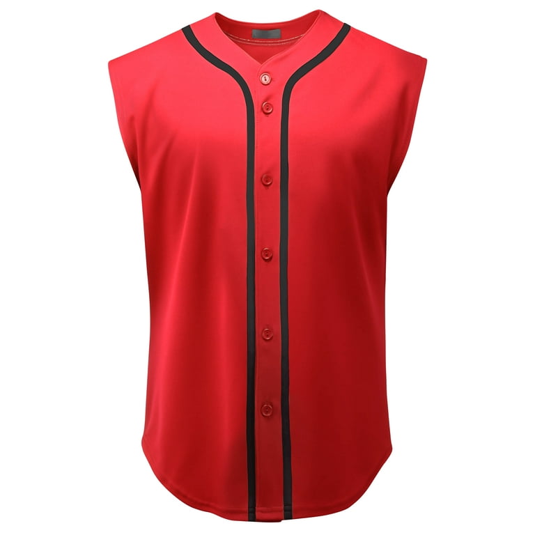 Ma Croix Mens Casual Sleeveless Baseball Jersey Team Vest, Men's, Size: XL, Red