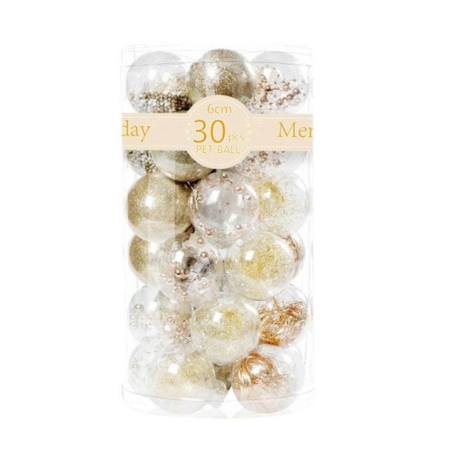 Paquete de 30 bolas navideñas irrompibles | Adornos de plástico para árbol de 6 cm para fiestas | Estilos con purpurina, brillo y mate | Apto para niños y decoración de interiores