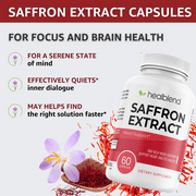 Healblend Natural Saffron Extract Supplements 88.5mg - Supports Focus, Vision, Eye Health, Boost Energy & Mood for Women & Men - 60 Capsules