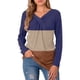 thumbnail image 3 of Guardurnaity Blusa casual delgada de manga larga con cuello en V y bloque de color para mujer Prendas para la parte del cuerpo Azul marino L Guardurnaity AP003524-18, 3 of 5