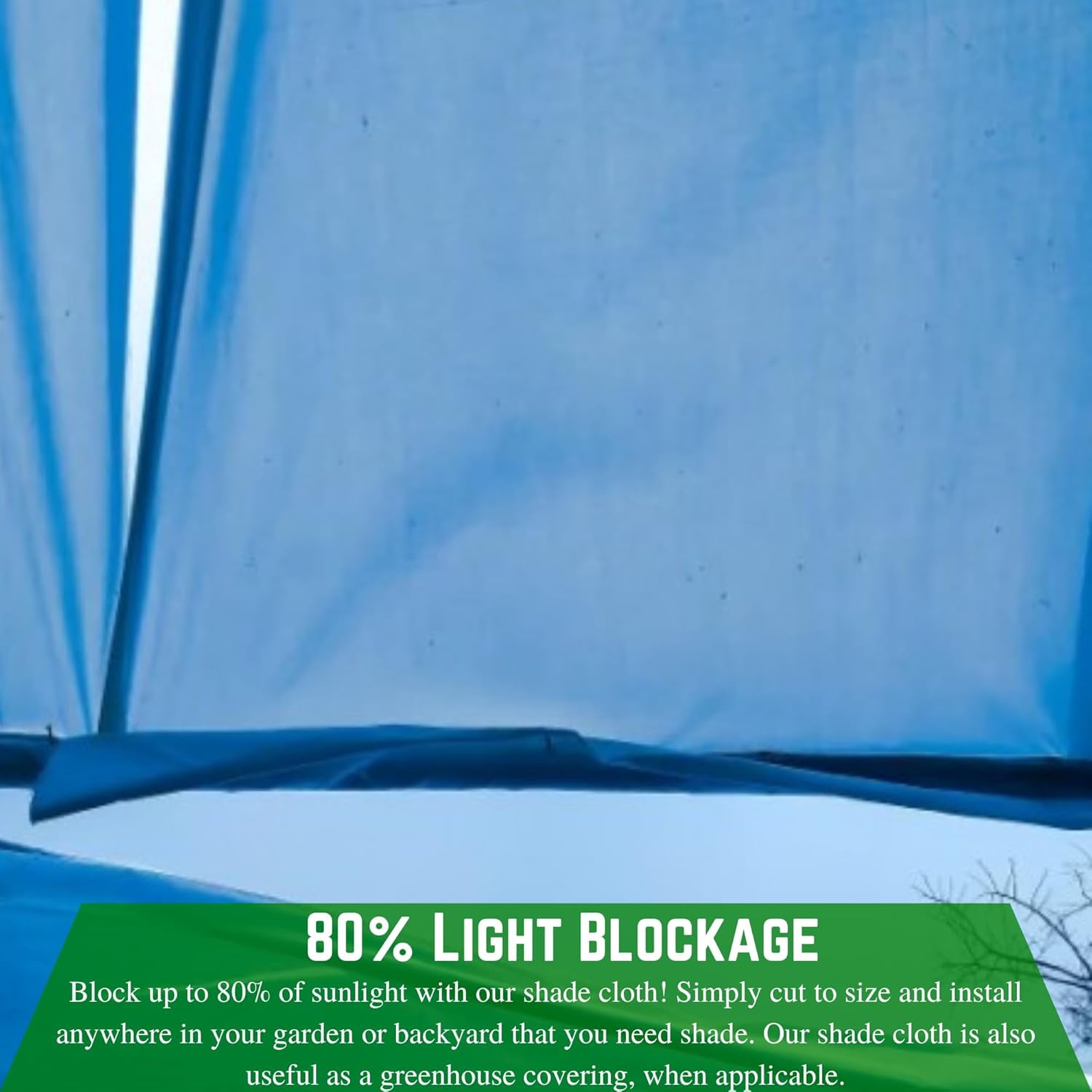Farm Plastic Supply - Blue Shade Sail Hemmed and with Grommets - 80% - Mesh Fabric for Patio Shade, Garden Shade Sail, Sun Shade, Shade Canopy, Garden Sun Block, Wind Screen, Shade Cloth (6' x 30')