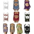 thumbnail image 6 of Sequins Embellished Beach Swimsuit Tube Top and Skirt Matching Set with Hollowed Crochet Knit Shrug Coverup for Women, 6 of 9