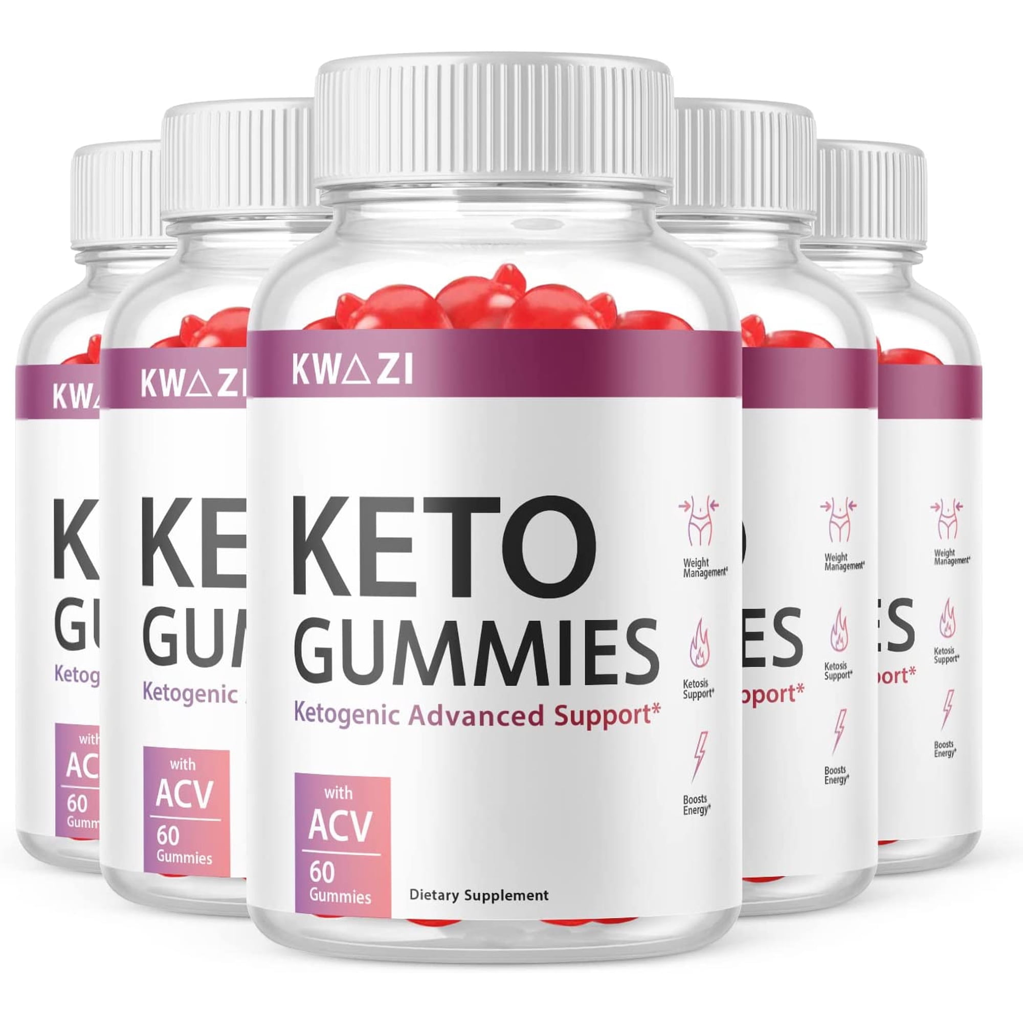 (5 Pack) Kwazi Keto ACV Gummies - Supplement for Weight Loss - Energy & Focus Boosting Dietary Supplements for Weight Management & Metabolism - Fat Burn - 300 Gummies