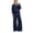 Navy, variant on Szluipve 2 Piece Sets for Women Leopard Print 2 Piece Outfit Button Collar Long Sleeve Scalloped Hem Top High Waist Wide Leg Pants Casual Loungewear Tracksuit Set Purple XXL