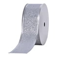 thumbnail image 2 of Silver Glitter Wired Ribbon,Silver with Metallic Edge,Christmas Ribbon for Wreath, ChritmasTree Decoration, Gift Wrapping,Home Decor, 1.5 Inch x 10 Yards, 2 of 7