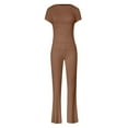 thumbnail image 4 of Conjunto de dos piezas para mujer: top corto de manga larga y pantalones acampanados. Conjunto informal de poliéster. Tallas S-L. Lavable a mano., 4 of 5