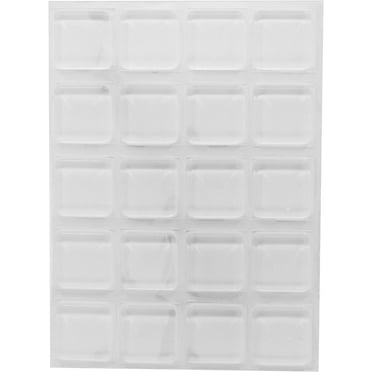 Rubber Bumpers Self Adhesive Large - 20 Pack - Rubber Pads for Cutting Board Feet - 0.5 Inch Square Clear Rubber Bumper Pads