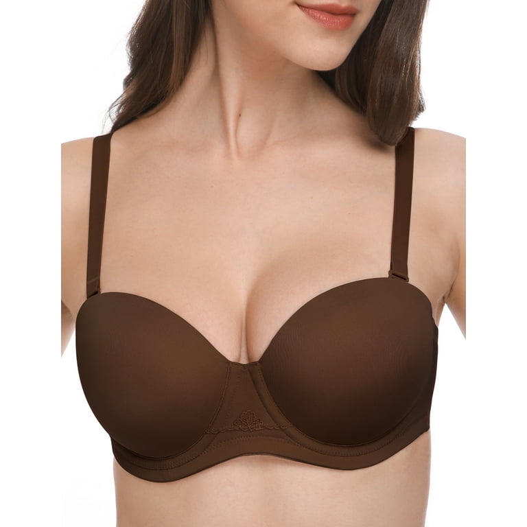 Wingslove Women's Strapless Plus Size Full Figure Bra Underwire Multiway  Contour Bra, Chocolate 44D