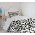 thumbnail image 4 of Ambesonne Ethnic Quilted Bedspread Set 2 Pcs, Lace Paisley Black Art, Twin Size, Charcoal Grey White, 4 of 6