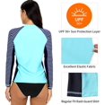 thumbnail image 3 of Charmo Womens Long Sleeve Rash Guard Striped Swim Shirts Sun Protection UPF 50+, 3 of 6