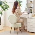 thumbnail image 3 of Furniliving Modern Accent Chairs, Vanity Chair with Gold Legs, Footrest Stool for Living Room, Khaki, 3 of 12