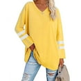 thumbnail image 2 of Babysbule Womens Long Sleeve Tops Women's Casual V-Neck Long Sleeve Solid Loose Shirt Blouse Tops, 2 of 8