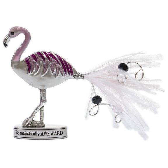 Zinc  Flamingo Inspirational Standing Figurine - Be Majestically Awkward