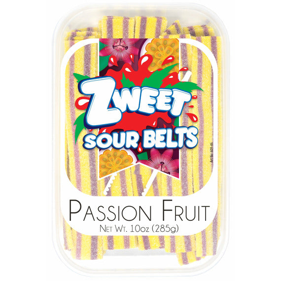 Sour Passion Fruit Belts Zweet 10 oz Pack of 6