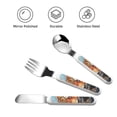 thumbnail image 3 of Honeii Colorful Plant Tiger Print Children's Knife, Fork And Spoon Set,Reusable Utensils Set with Case,Travel Cutlery Set,for Kids Adults Camping, 3 of 8