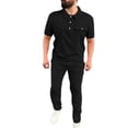 thumbnail image 2 of Gamivast Men's Casual Set Short Sleeve Button Neck Top and Pants with Pocket Detail Outfit for Summer Daily Work Golf Travel Lounge Walking Suit, 2 of 5