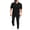 Black, variant on Men's 2-Piece Polo & Pants Tracksuit, 4-Way Stretch Quick Dry Compression Athletic Workout Jogging Sweatsuit,Black,S