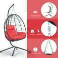 thumbnail image 4 of Sesslife Adult Steel Egg Hanging Chair with Soft Cushion and Pillow for Bedroom Patio Balcony, Red, 4 of 11
