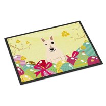 Carolines Treasures BB6138JMAT 24 x 36 in. Easter Eggs Bull Terrier White Indoor or Outdoor Mat
