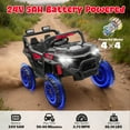 thumbnail image 5 of 24V Ride on Toy Cars, Kids Ride on UTV Cars with Remote Control, Battery Powered Electric Car for Kids Boys Girls 3-6 w/Bluetooth and Lights, 4 Wheelers Drive, Black, 5 of 7