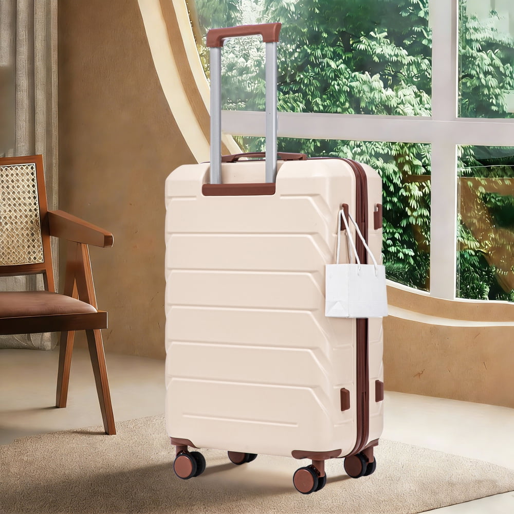 28 Inch ABS Hard Shell Large Travel Checked Luggage - Scratch Resistant Surface Four Multi-Directional Wheels,  With Combination Lock and Side Hooks .(Silver)