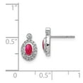 thumbnail image 2 of 14k White Gold Diamond & Cabachon Ruby Earrings, 2 of 2