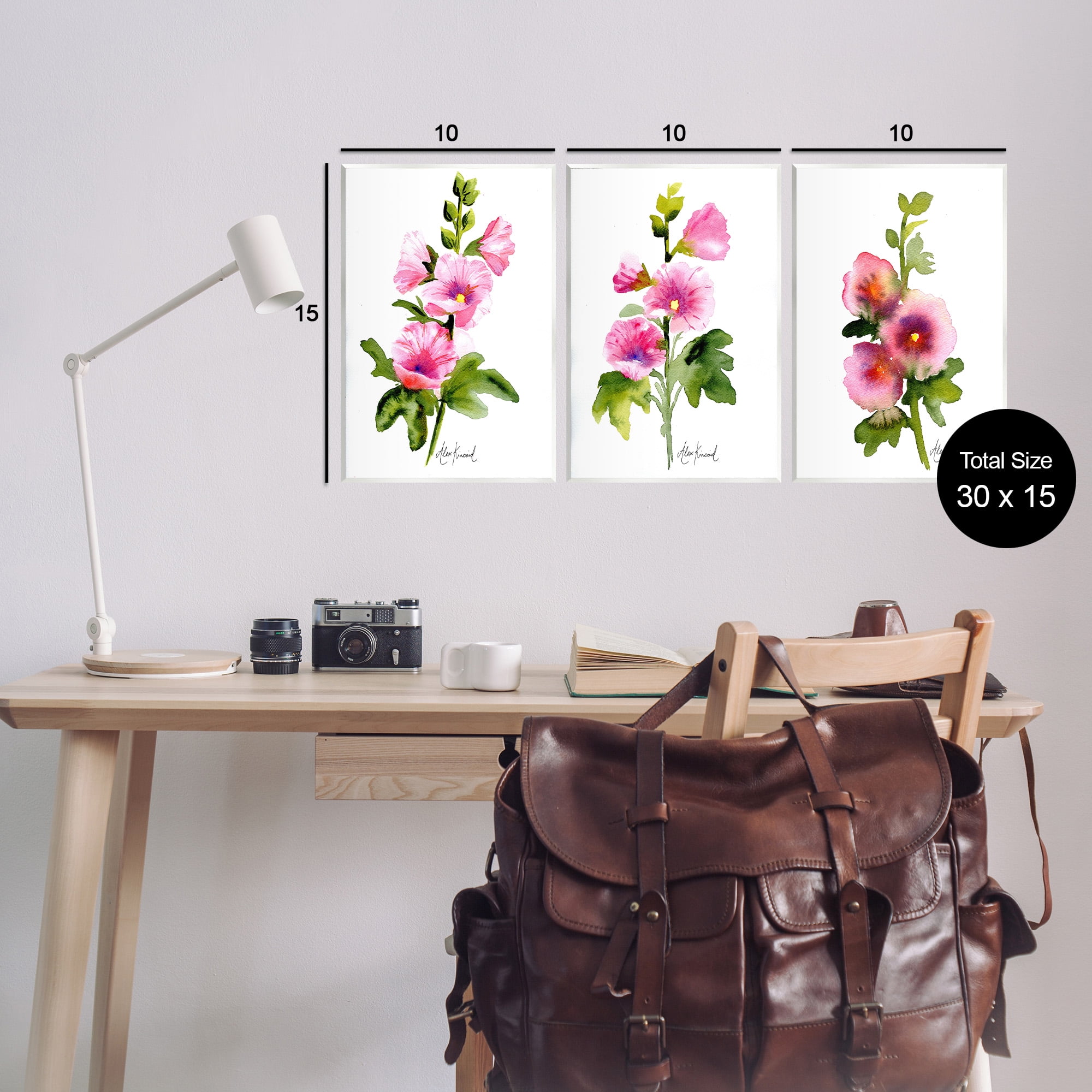 Stupell Industries Pink Flower Watercolors Botanical & Floral Painting Unframed Art Print Wall Art, 10 x 15, Set of 3