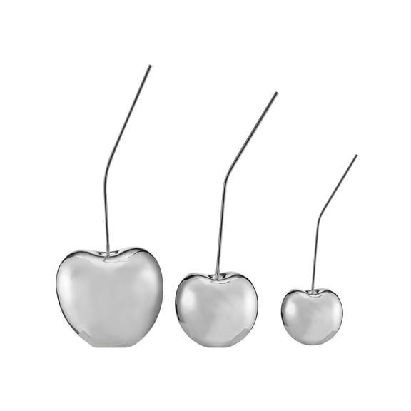 Set of Three cherries/ Large, Medium, Small // Chrome