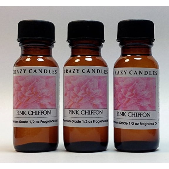Pink Chiffon 3 Bottles 1/2 Fl Oz Each 15ml Premium Grade Scented Fragrance Oil By Crazy Candles