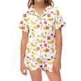 thumbnail image 2 of JAJAHO Girls Pajamas For Kids 2-13Y Satin 2 Piece Sets Banana Printed Short Sleeve Button Up Shirts And Shorts Set, 2 of 3