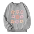 thumbnail image 4 of MEZZALL Chandail Molletonné Enfants Graphique Fille Tout-Petit Col Rond Manches Longues Chandail à Enfiler à Imprimé Floral Hauts, Gris, 5-6 Ans, 4 of 4