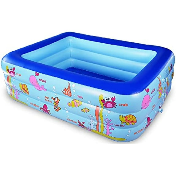 Paddling Pool, Inflatable Pool with Soft Inflatable Floor, Ocean World Kids Swimming Pool for Kids, Inflatable Bath Tub, Ball Pit for Indoor, Outdoor, Garden, Backyard