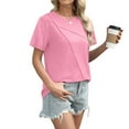 thumbnail image 6 of Weiqiqre T Shirts for Women Short Sleeve Shirts 2025 Pleated Summer Fashion Tops Loose Fit Crew Neck Casual T-Shirts Vacation Outfits, 6 of 7