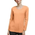 thumbnail image 1 of Haut à Manches Longues Col en V pour Femmes Couleur Unie T-Shirt, 1 of 5