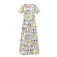 thumbnail image 6 of Uourmeti Adorable Koala Print Girls Maxi Dresses Short Sleeve Round Neck Flowy Holiday Long Dress with Pockets Cute A-Line Clothes, Size 13-14 Years, 6 of 7